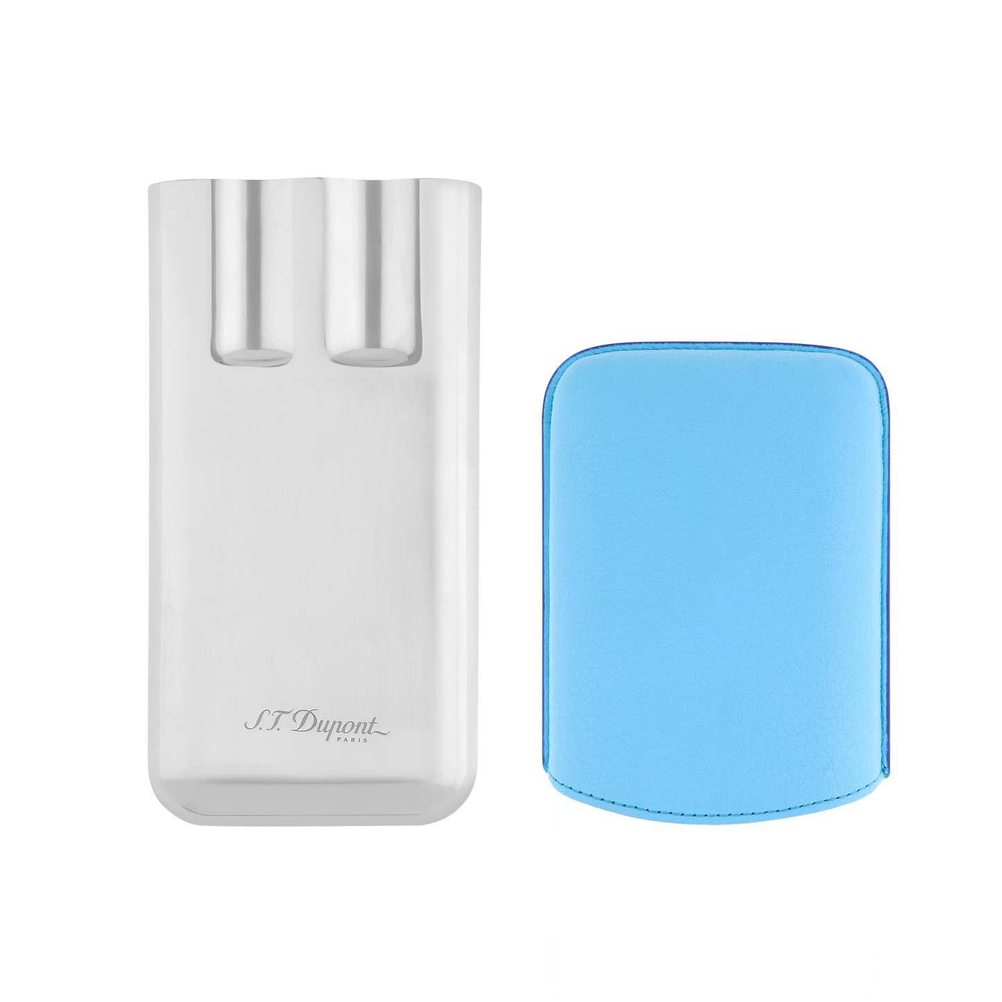 ST Dupont Accessoires - Cigar 3 Zigarren Etui Chrom, Turquoise-blue
