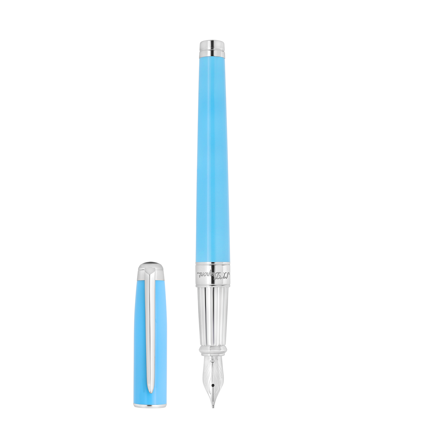 ST Dupont Fountain Pen Line D Eternity Eternity, Palladium, Turquoise-blue