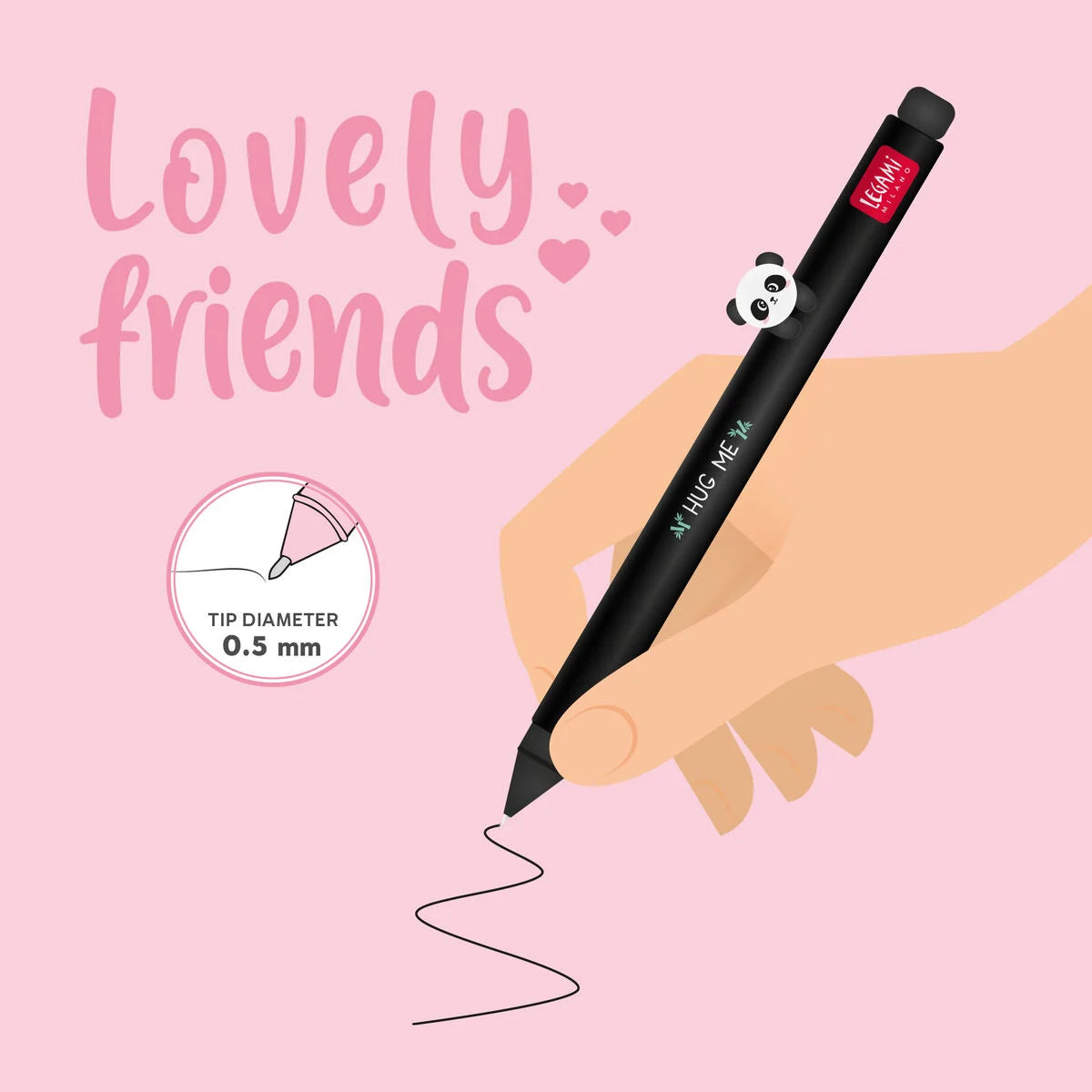 Legami Lovely Friends Panda Gelstift Schwarz