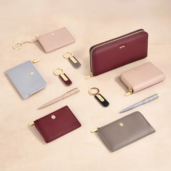 Porte-cartes HUGO BOSS Double B Saffiano, bronze