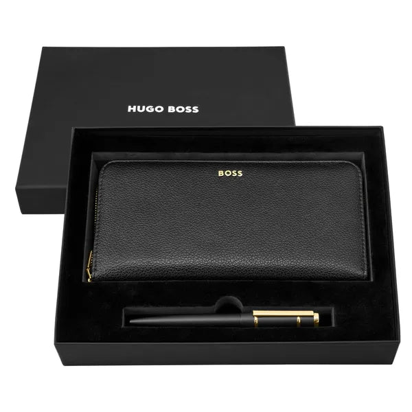 HUGO BOSS Geschenkset Black, Kugelschreiber & Brieftasche