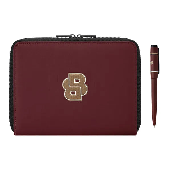 HUGO BOSS Geschenkset Rive Varsity Burgundy, Kugelschreiber & A5-Konferenzmappe