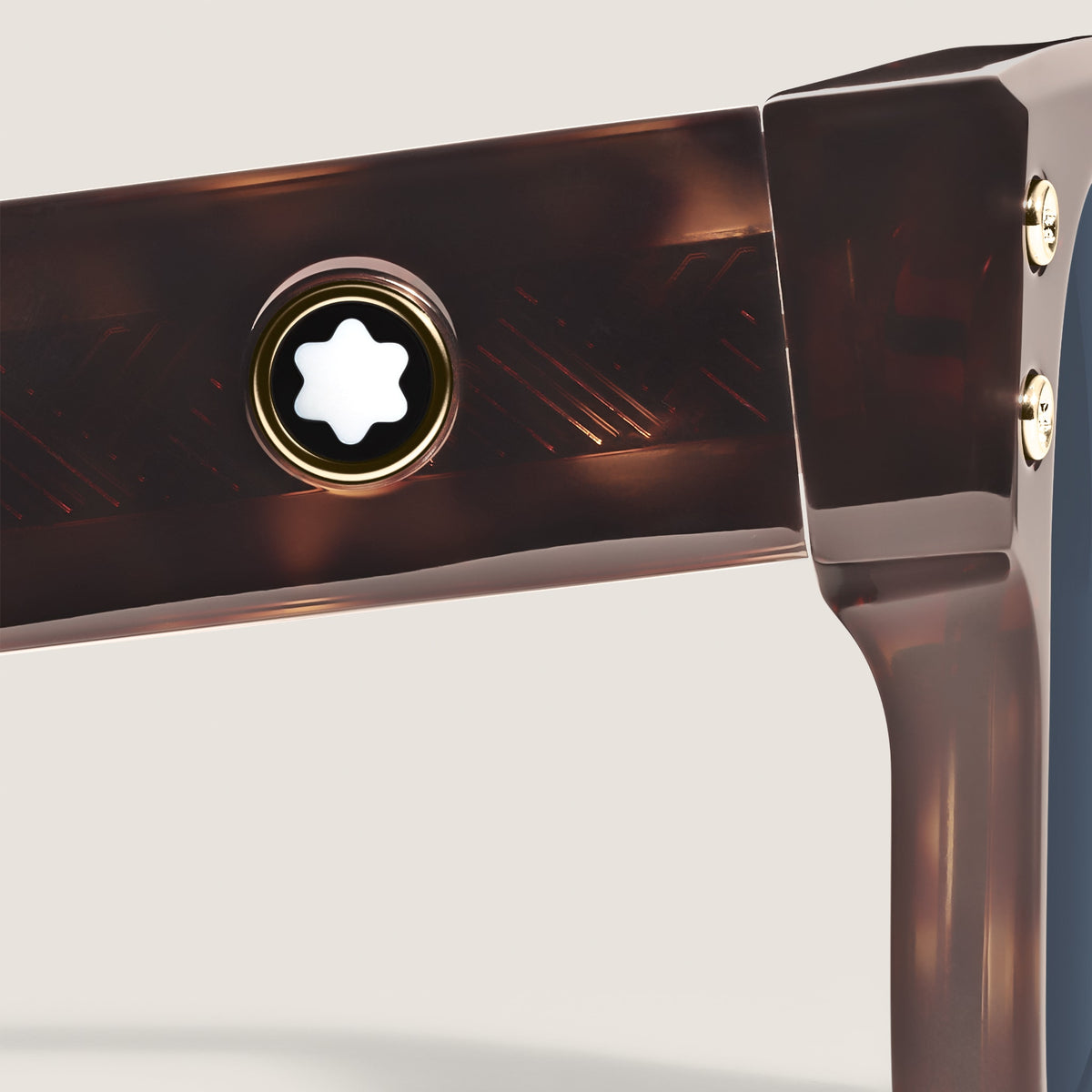Montblanc Quadratische Sonnenbrille mit Havana Acetatrahmen – Ansicht 3