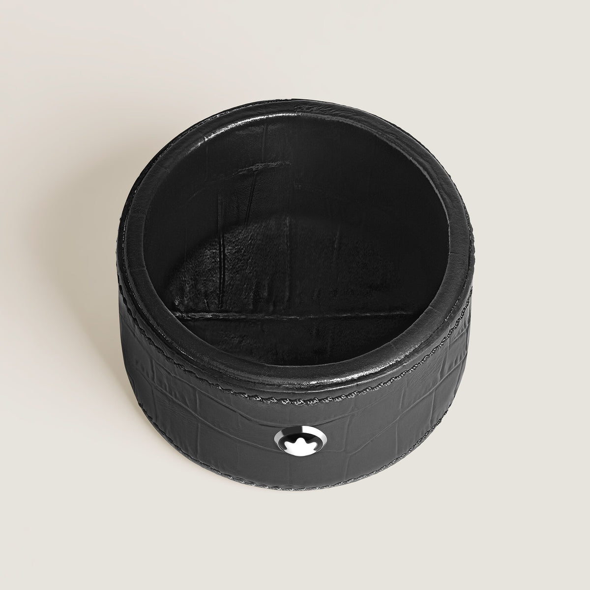 Montblanc Kleine runde Schreibtischablage aus Leder mit Krokoprägung – Ansicht 2