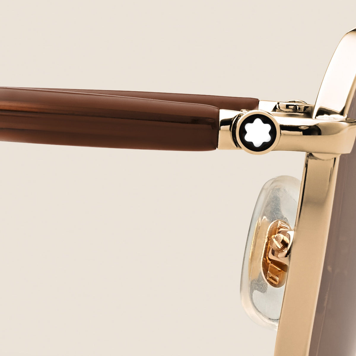 Montblanc Rechteckige Sonnenbrille mit goldfarbener Metallfassung (MB136918) – Ansicht 3