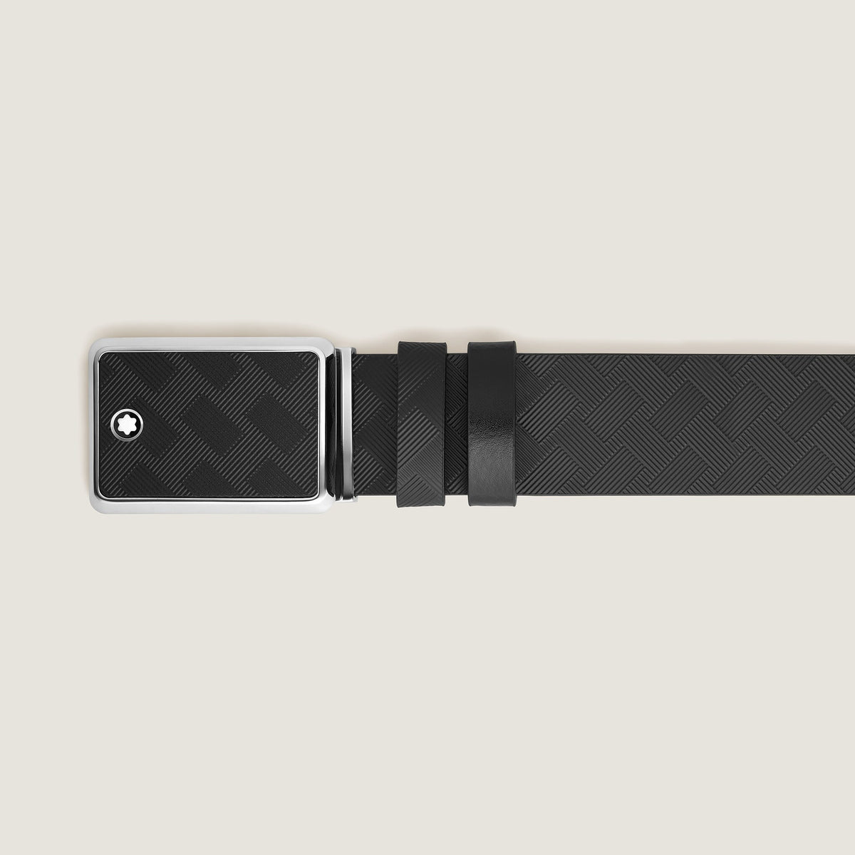 Montblanc Wendbarer Gürtel aus Leder in Schwarz/Schwarz mit Intarsien Schließe 30 mm – Ansicht 3