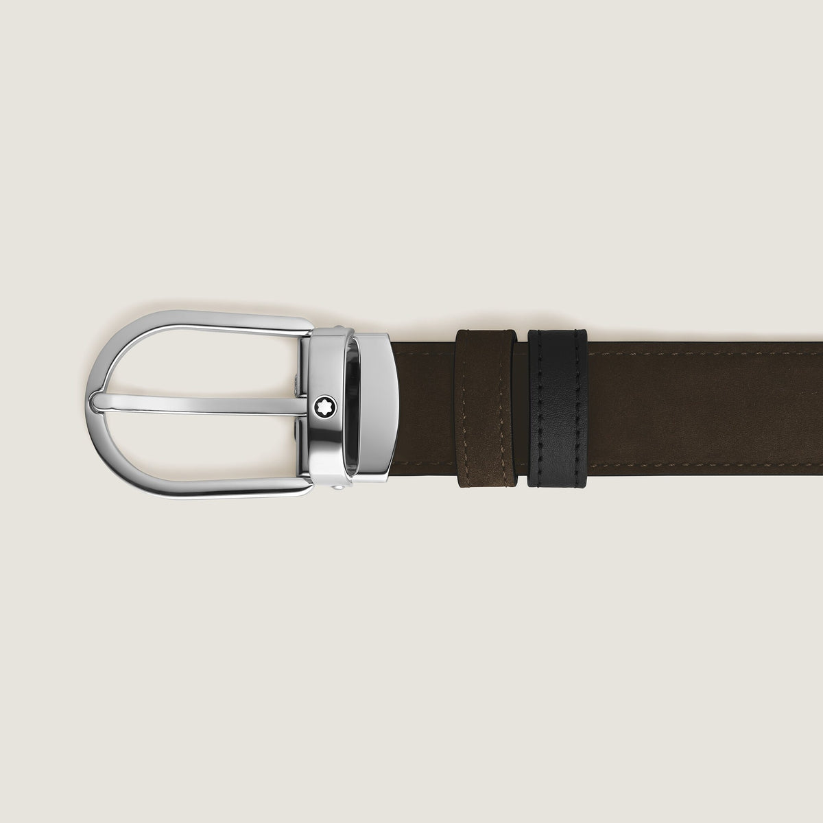 Montblanc Wendegürtel aus Leder in Braun/Schwarz mit hufeisenförmiger Schließe 30 mm – Ansicht 3