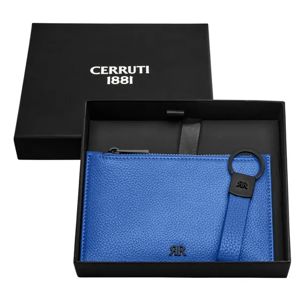 CERRUTI 1881 Schreibset Jefferson Bright Blue (Schlüsselring & Clutch)