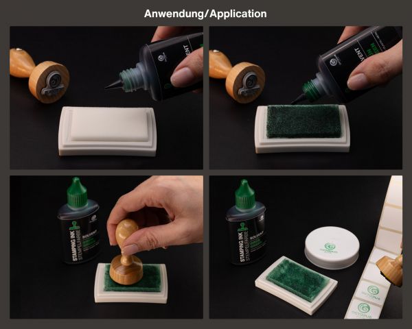 Lenizett Solvent Stamp Ink for Smooth Surfaces, translucent green, 50 ml