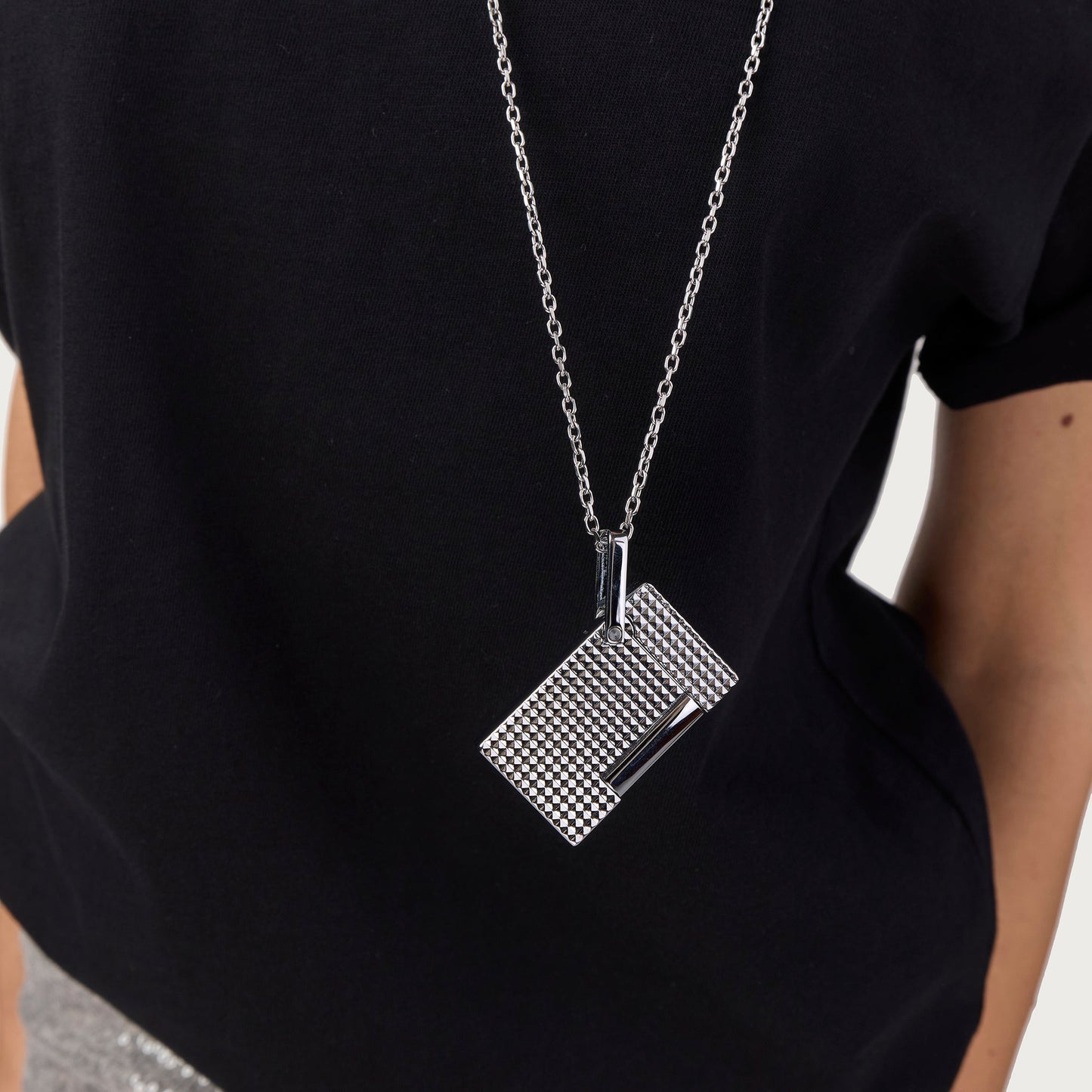 ST Dupont Feuerzeug Lighter Necklace Lighter Nekclace, Palladium, Silver