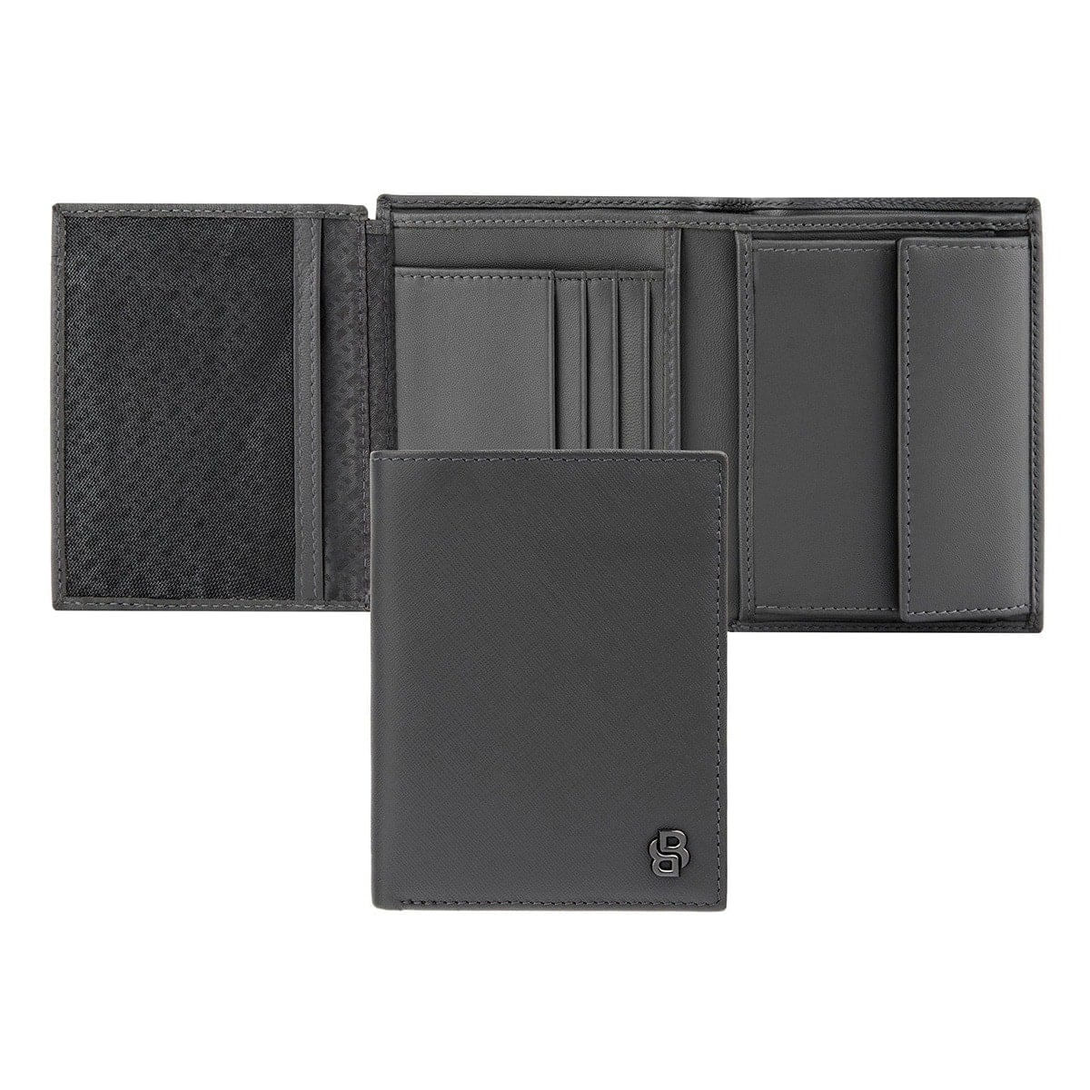 HUGO BOSS Brieftasche Double B Saffiano, Klappe, gunmetal