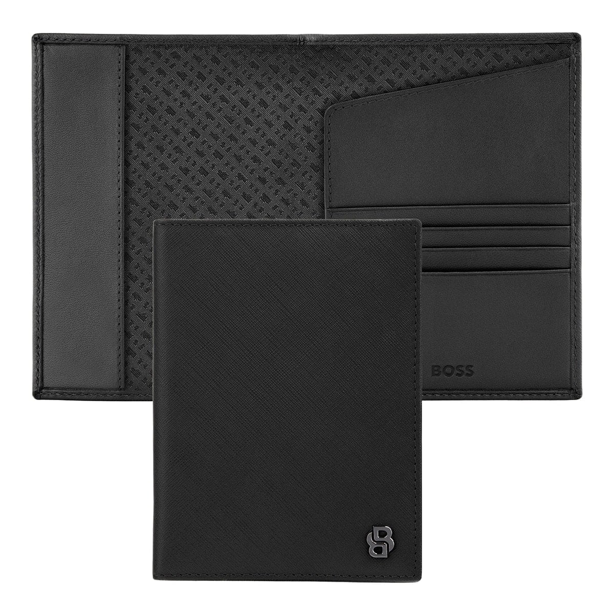 HUGO BOSS Reisebrieftasche Double B Saffiano, gunmetal
