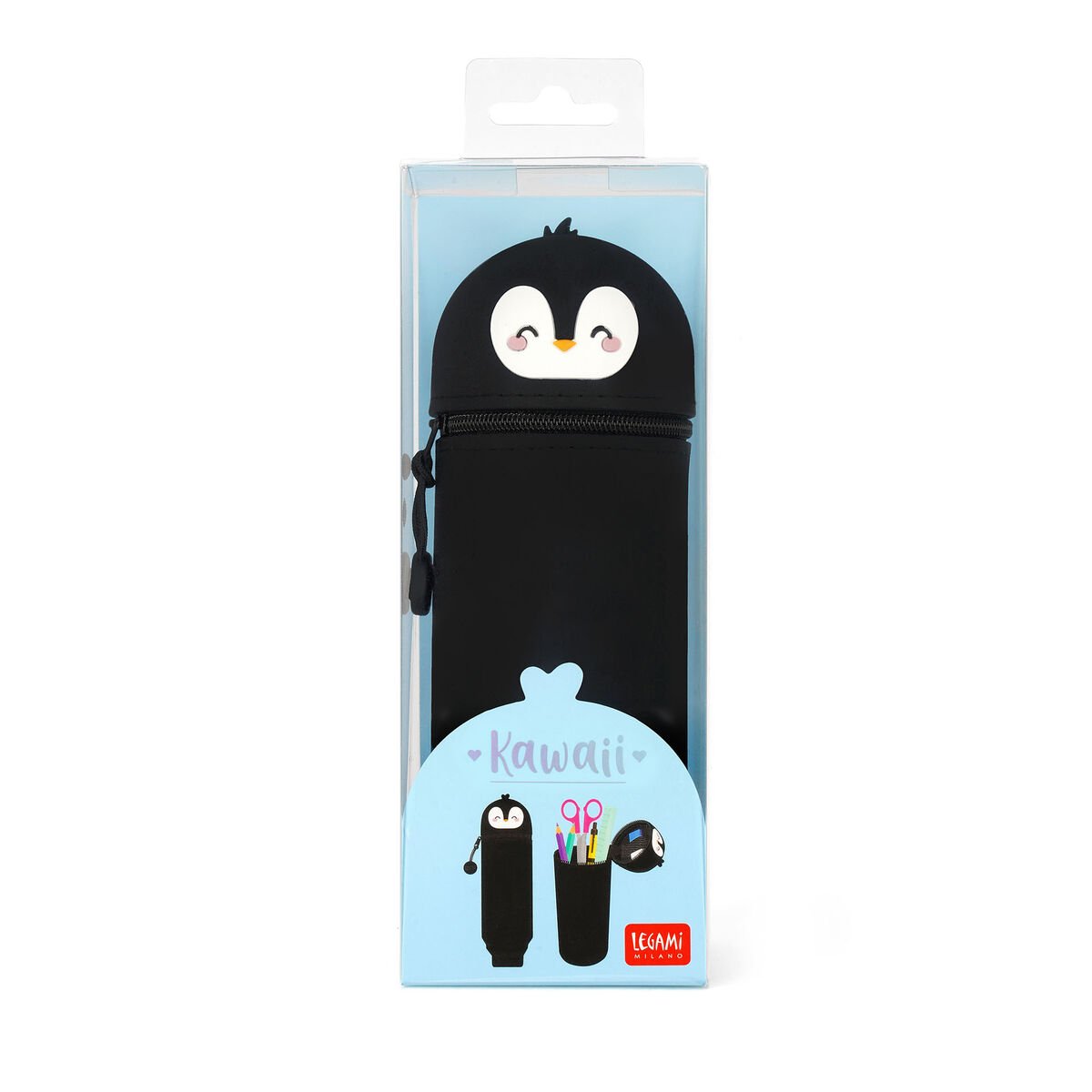 2-in-1-Federmäppchen aus Silikon Penguin „Always Cool“