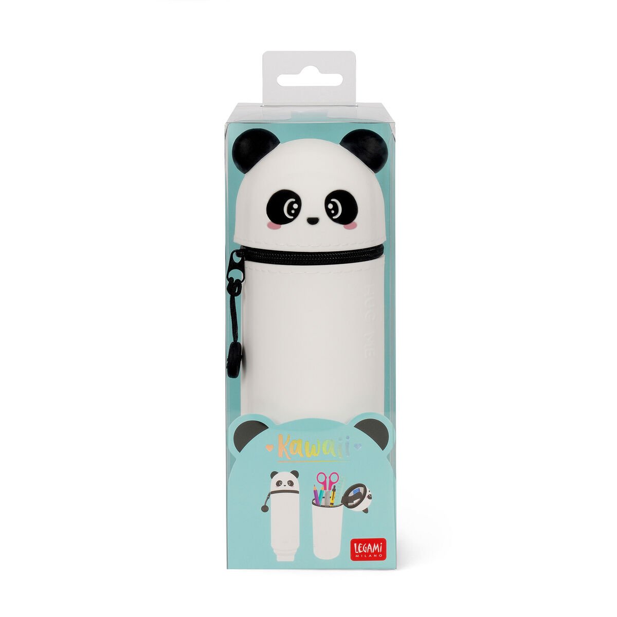 2-in-1-Federmäppchen aus Silikon Panda „Hug Me“