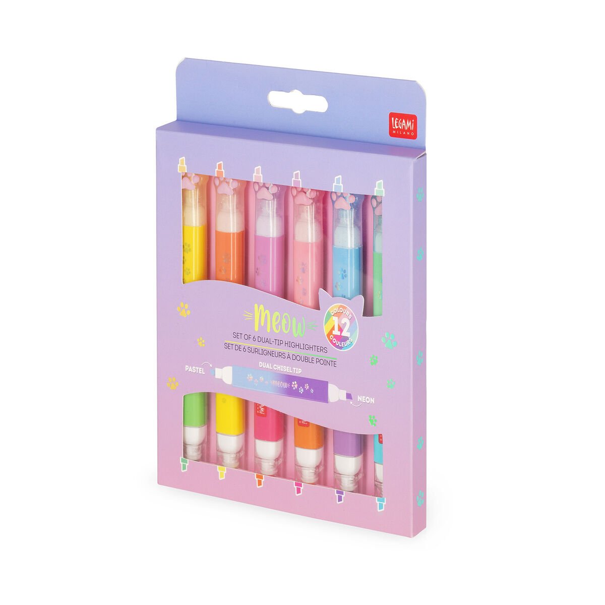 Set of 6 Kitty Dual-Tip Highlighters - Meow