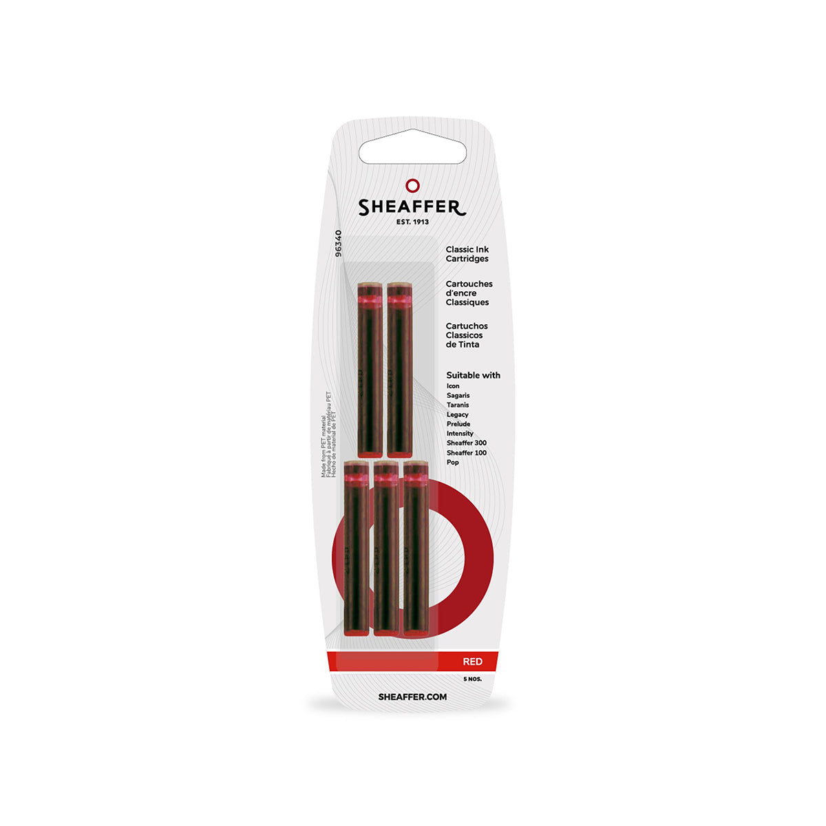 Cartouches d'encre Sheaffer 5 pcs, Rouge