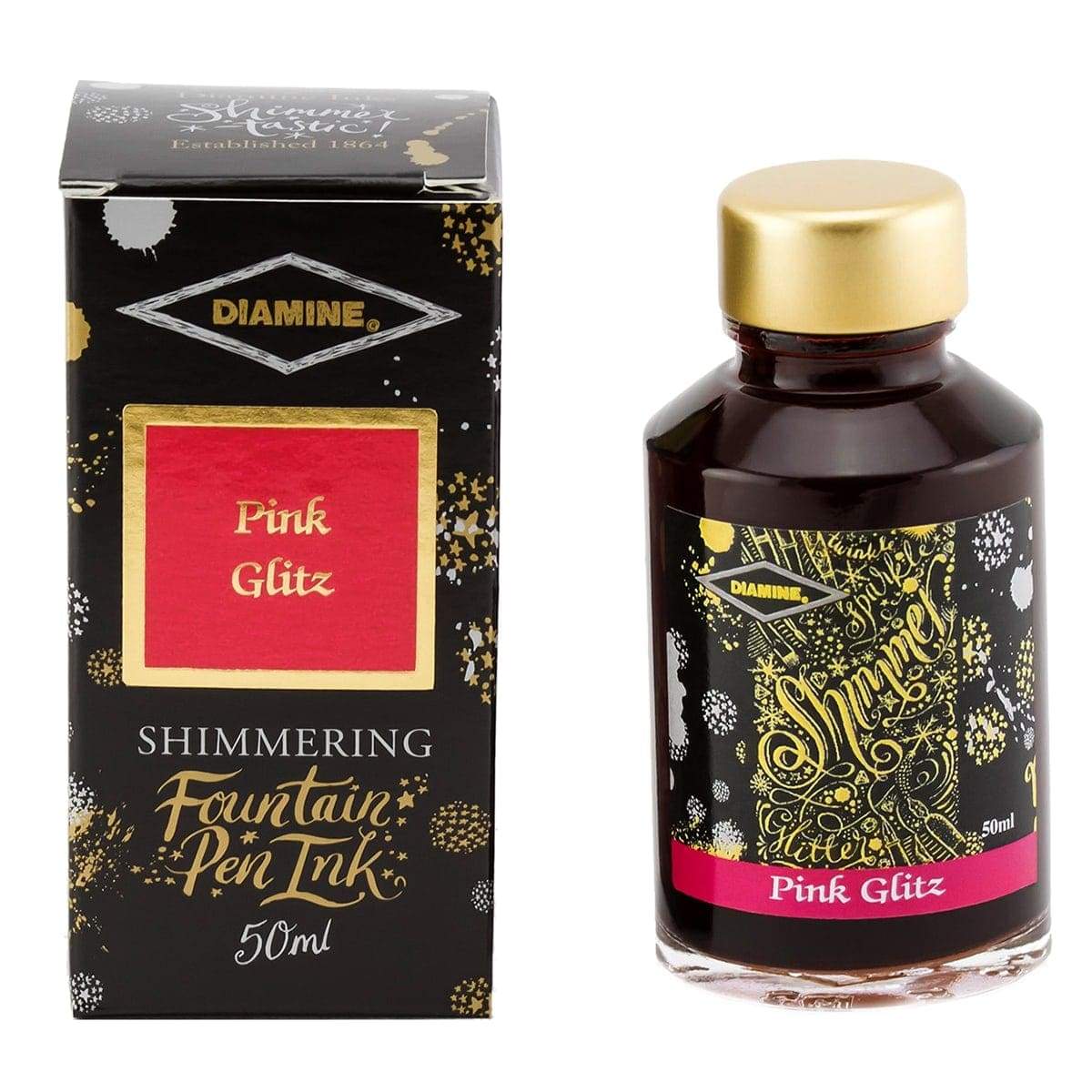 Diamine, Tintenglas, Shimmering 50 ml, Pink Glitz-1