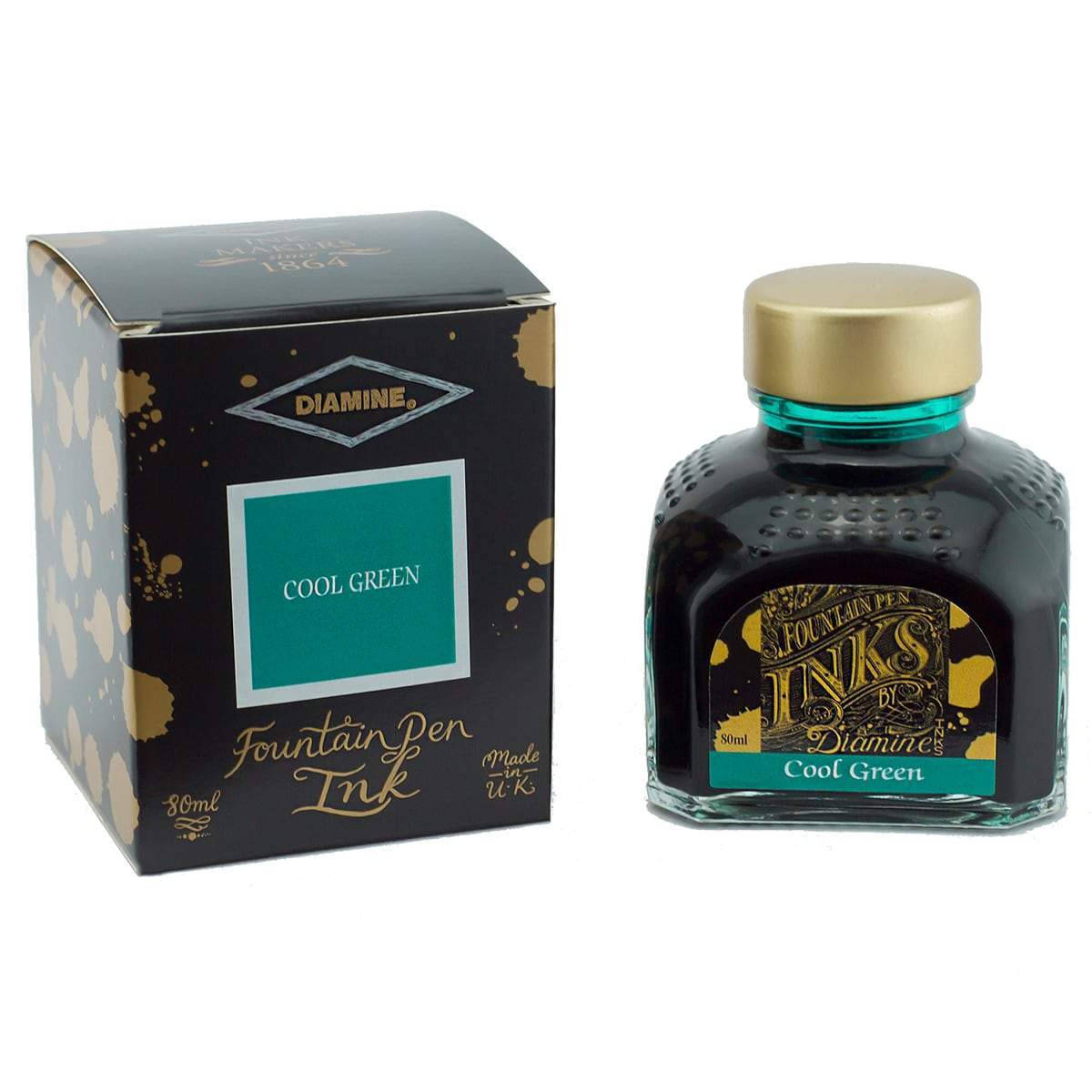 Diamine, Tintenglas, 80 ml, Dark Green/Cool Green-1