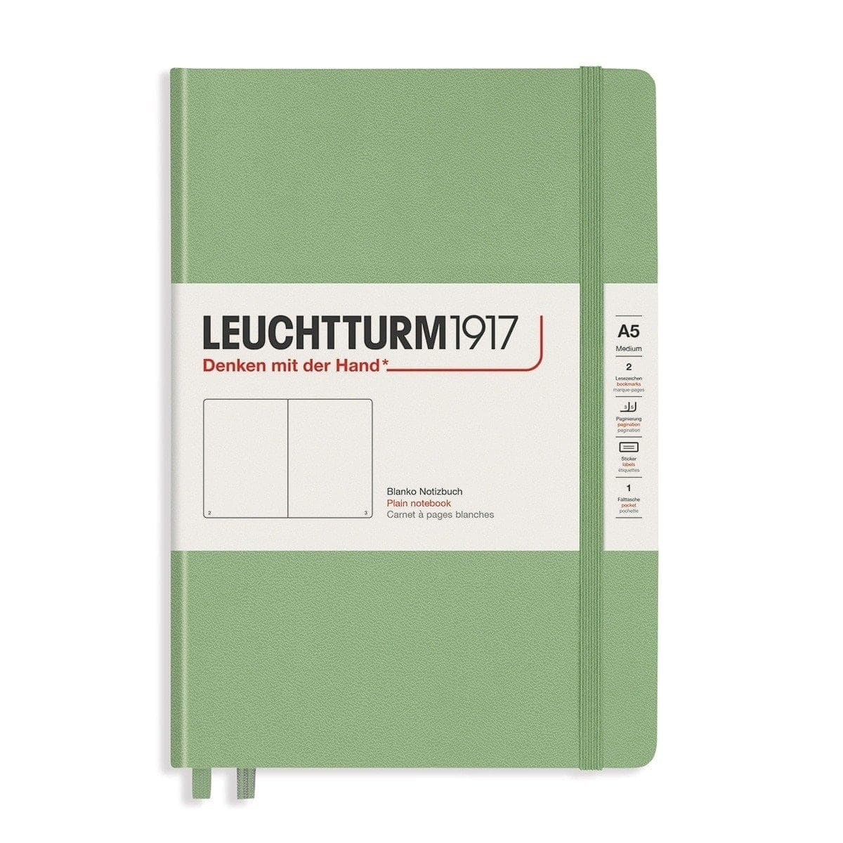 Leuchtturm 1917, Notizbuch, Hardcover, A5, Blanko, Salbei-1