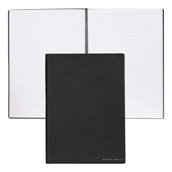 HUGO BOSS, Notizbuch Essential Storyline, A5 liniert weiss, schwarz