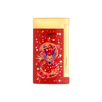 ST Dupont Feuerzeug Slim 7 Dragon, Ltd. Edt., Burgundy