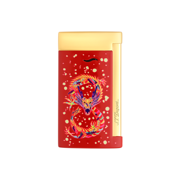 ST Dupont Feuerzeug Slim 7 Dragon, Ltd. Edt., Burgundy