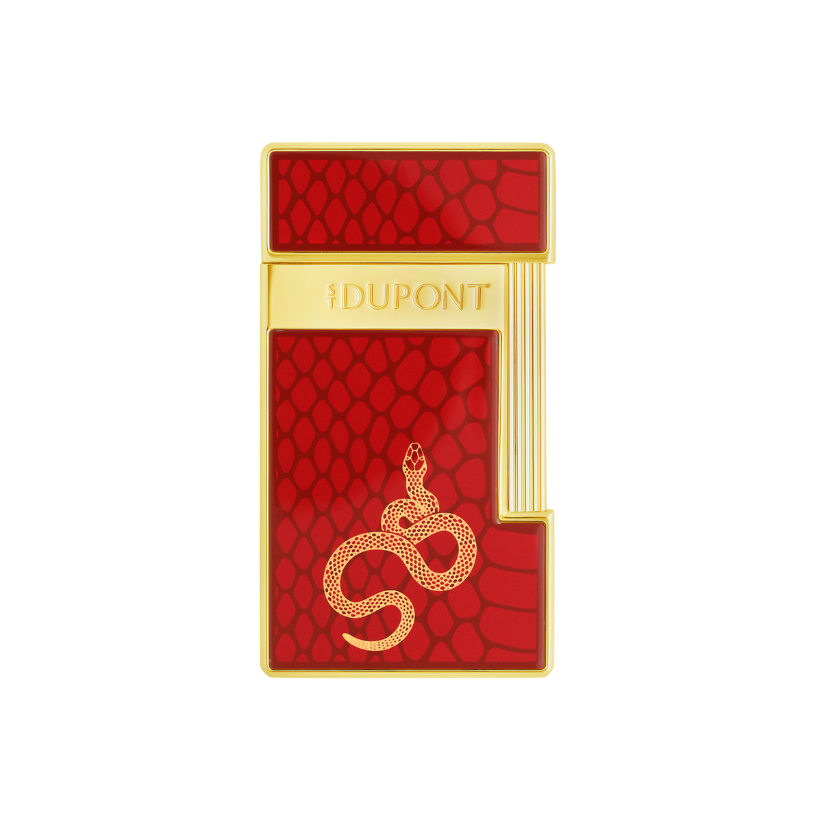 ST Dupont Feuerzeug Slimmy Snake, Chrom, Rot