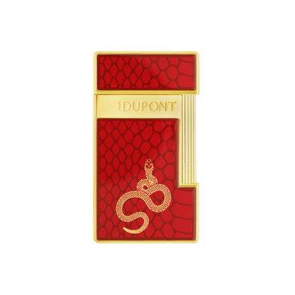 ST Dupont Feuerzeug Slimmy Snake, Chrom, Rot