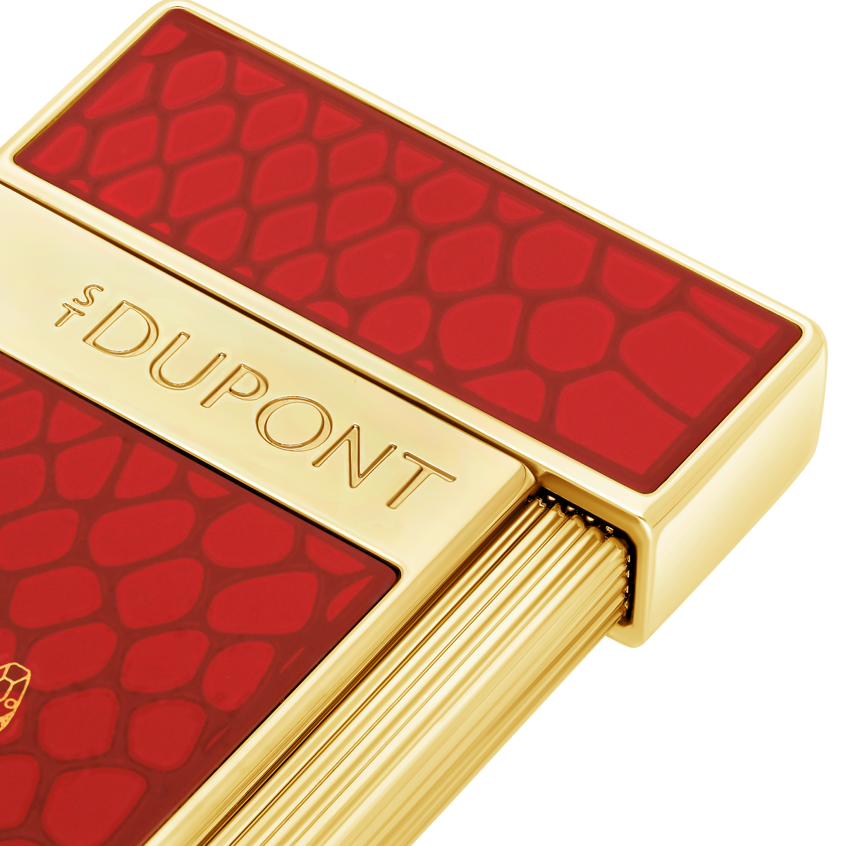 ST Dupont Feuerzeug Slimmy Snake, Chrom, Rot