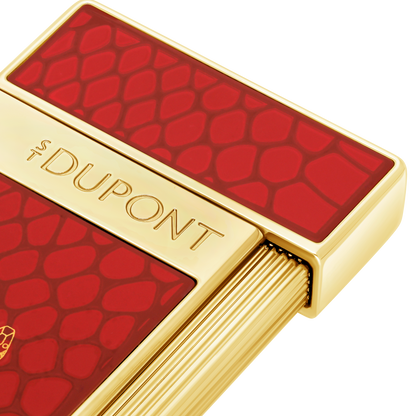 ST Dupont Feuerzeug Slimmy Snake, Chrom, Rot