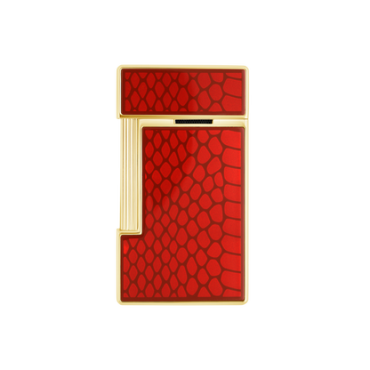 ST Dupont Feuerzeug Slimmy Snake, Chrom, Rot