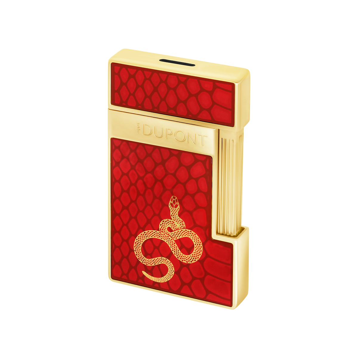 ST Dupont Feuerzeug Slimmy Snake, Chrom, Rot