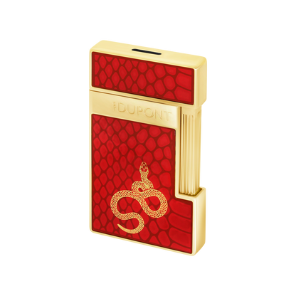 ST Dupont Feuerzeug Slimmy Snake, Chrom, Rot