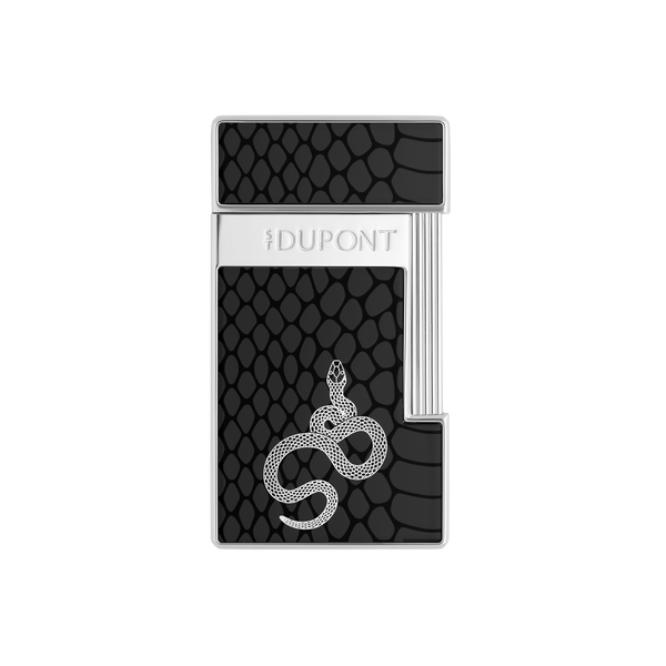 ST Dupont Feuerzeug Slimmy Snake, Chrom, Schwarz