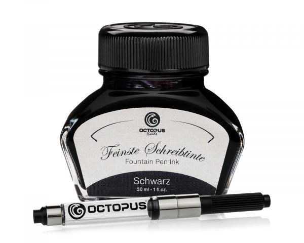 Octopus Fluids Classic Bottled Ink Black with Converter
