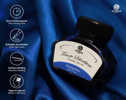 Octopus Fluids Fountain Pen Ink Set Classic Royal Blue Erasable with Converter