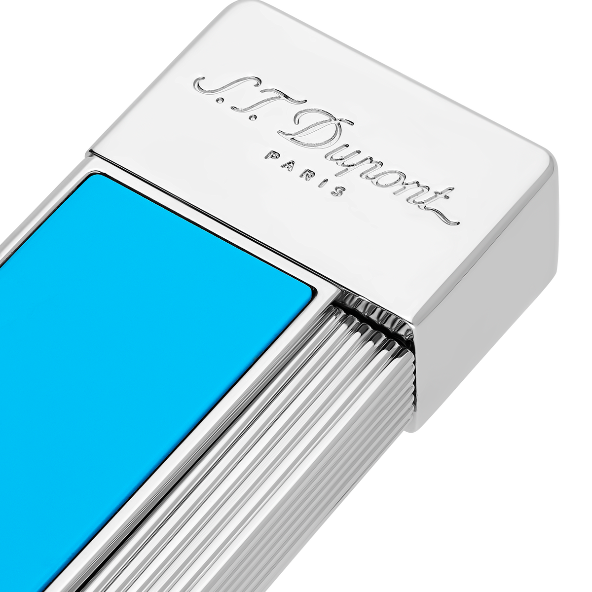 ST Dupont Feuerzeug Twiggy Palladium, Turquoise-blue