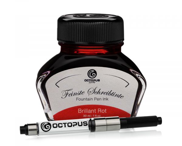 Octopus Fluids Fountain Pen Ink Set Classic Brilliant Red