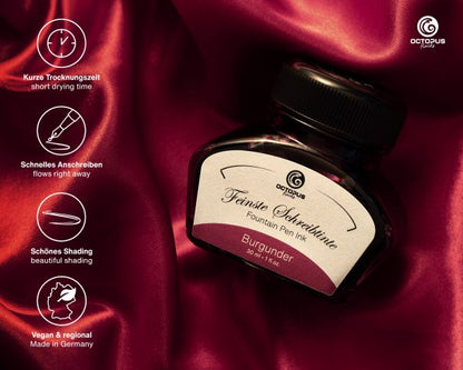 Octopus Fluids Fountain Pen Ink and Ink Converter Set Classic Burgundy Ltd. Ed. Burgundy