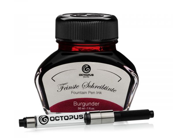 Octopus Fluids Fountain Pen Ink and Ink Converter Set Classic Burgundy Ltd. Ed. Burgundy