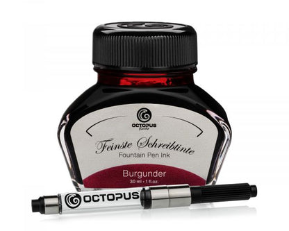 Octopus Fluids Fountain Pen Ink and Ink Converter Set Classic Burgundy Ltd. Ed. Burgundy