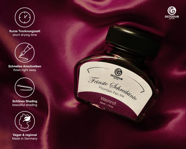 Octopus Fluids Schreibtinte Classic Weinrot Set mit Konverter