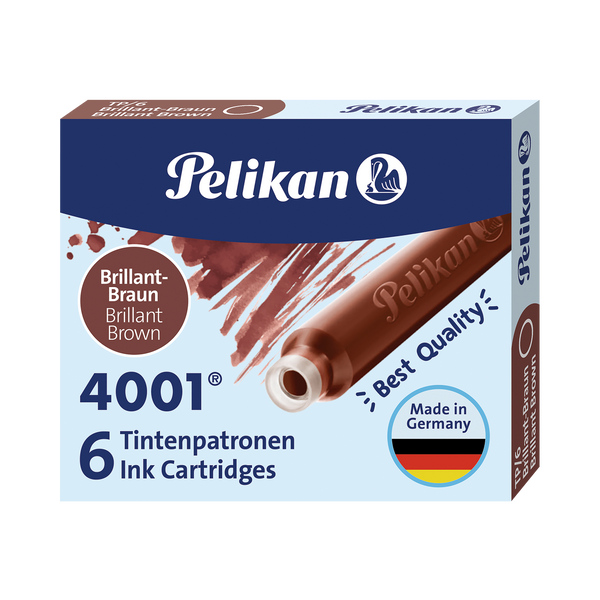 Pelikan Tintenpatronen 4001, Brillant-Braun, 6 Stück