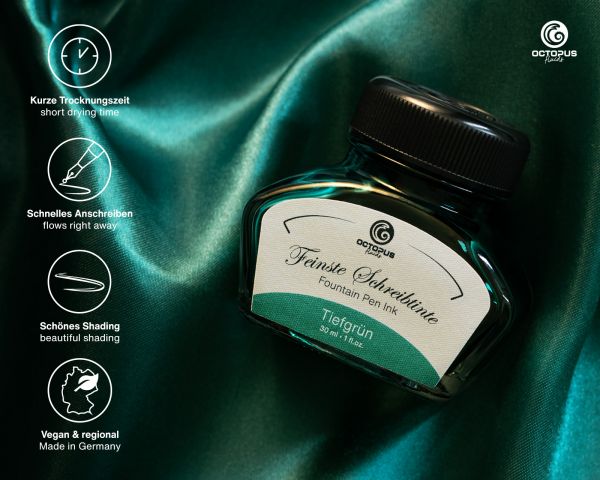 Octopus Fluids Schreibtinte Classic Kollektion Tiefgrün mit Konverter