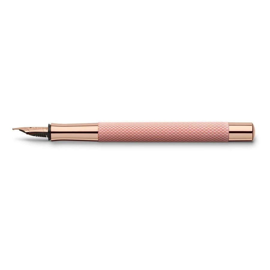 Graf von Faber-Castell, Stylo-plume Guilloche, Plume 18 carats, Rose Blush, Coffret cadeau