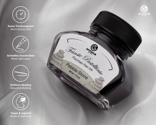 Octopus Fluids Fountain Pen Ink Pastel Fountain Pen Inks Pebble Stone Pastel Gray 30 ml