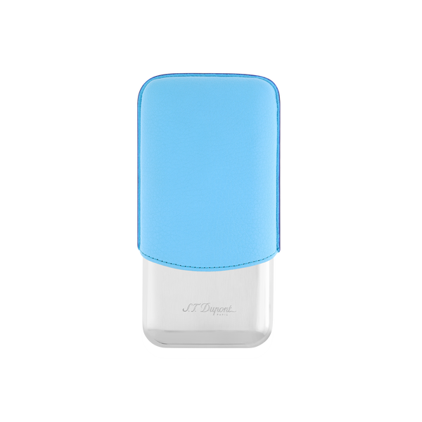 ST Dupont Accessoires - Cigar 3 Zigarren Etui Chrom, Turquoise-blue