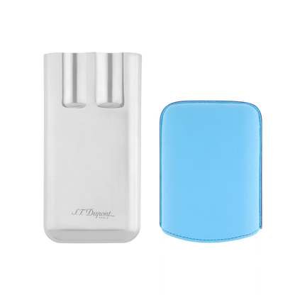 ST Dupont Accessoires - Cigar 3 Zigarren Etui Chrom, Turquoise-blue