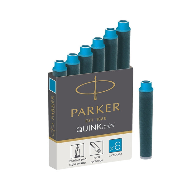 Parker Tintenpatrone Quink Mini, 6x, türkis