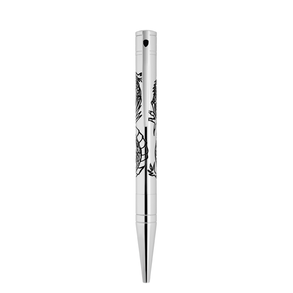 ST Dupont Kugelschreiber D Initial Dragon, Palladium, Ltd. Edt., Silver